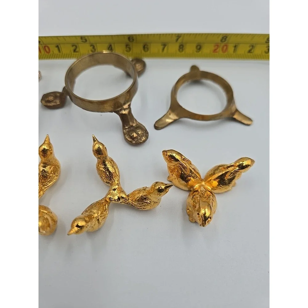 Vitnage Brass Easter Egg Gold rabbit Frog Bird stand 1986 Japan‎ Lot Of 9